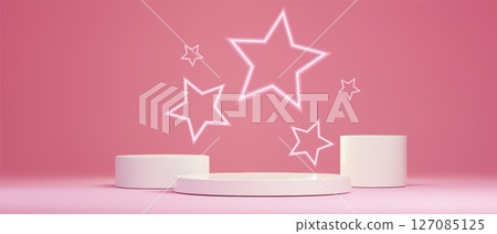 Podium neon star scene Podium neon star scene 127085125