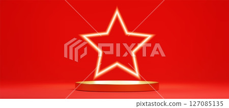 Neon star stage display Neon star stage display 127085135