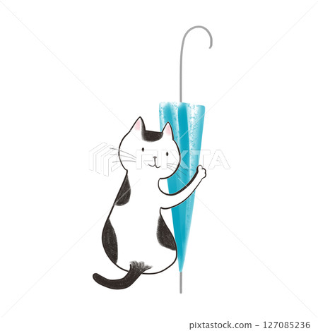 The cat who brought me an umbrella - Light blue umbrella 6 127085236