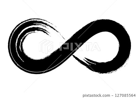Calligraphic infinity symbol. Motif of a lying eight, created with a single brushstroke. Zen-like representation of an infinity loop, the lucky number eight, and the mathematical symbol for infinity. 127085564