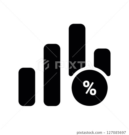 Bar Graph Icon with Ascending Columns and Percentage Symbol 127085697