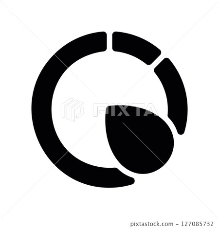 Circular Chart with Segment and Leaf or Drop Symbol 127085732