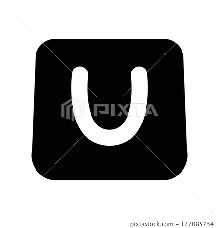 Solid Black Shopping Bag Icon with U Shaped Handle Solid Black Shopping Bag Icon with U Shaped Handle 127085734