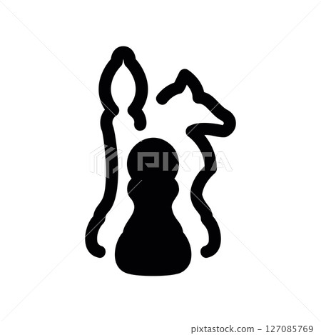 A Collection of Black Chess Game Pieces as a Single Icon 127085769