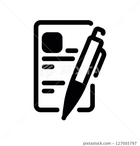 Line Art Icon of a Pen Signing a Contract or Agreement Document Line Art Icon of a Pen Signing a Contract or Agreement Document 127085797