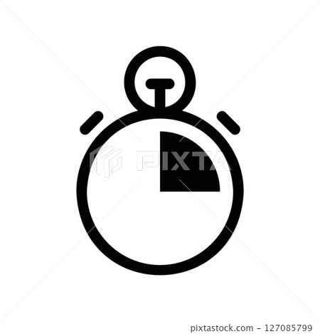Outline Style Stopwatch Icon Indicating a Quarter of an Hour Outline Style Stopwatch Icon Indicating a Quarter of an Hour 127085799