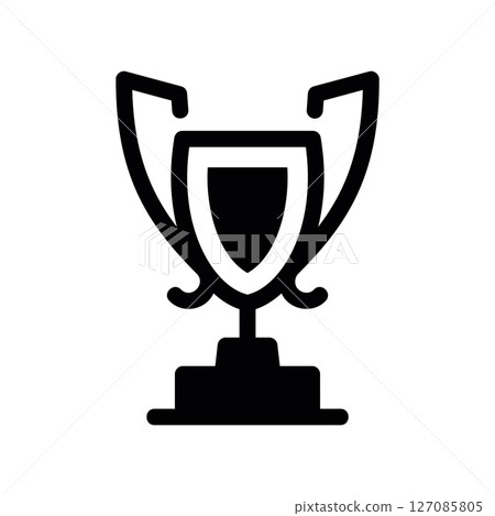 Solid Black Glyph Icon of a Champion s Trophy Cup on a Plinth Solid Black Glyph Icon of a Champion s Trophy Cup on a Plinth 127085805