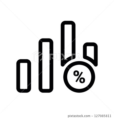 Bar Chart Graphic with a Percentage Symbol for Data Analytics 127085811