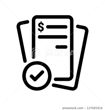 Approved Financial Document with a Dollar Sign and a Checkmark 127085818