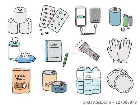 簡單防災用品插畫集 簡單防災用品插畫集 127085979
