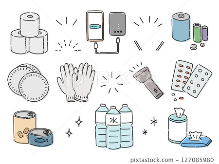簡單防災用品插畫集 127085980
