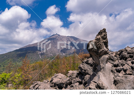 有村熔岩瞭望台俯瞰鹿兒島縣櫻島 127086021