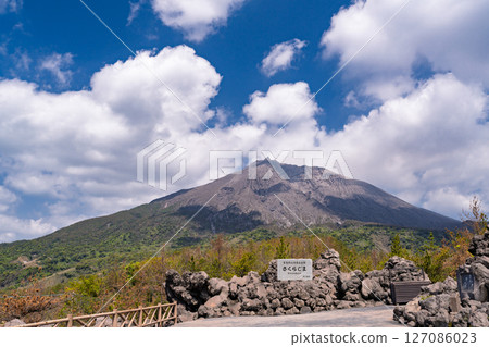 Arimura Lava Observatory overlooking Sakurajima, Kagoshima Prefecture 127086023