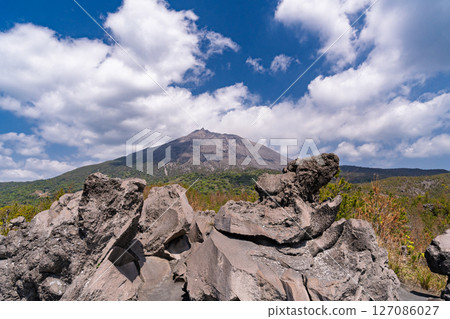 有村熔岩瞭望台俯瞰鹿兒島縣櫻島 127086027