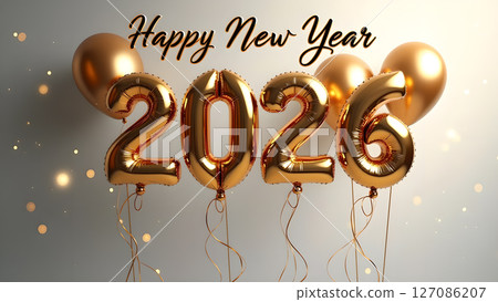 Golden 2026 balloons radiate celebratory charm for a bright new year Golden 2026 balloons radiate celebratory charm for a bright new year 127086207