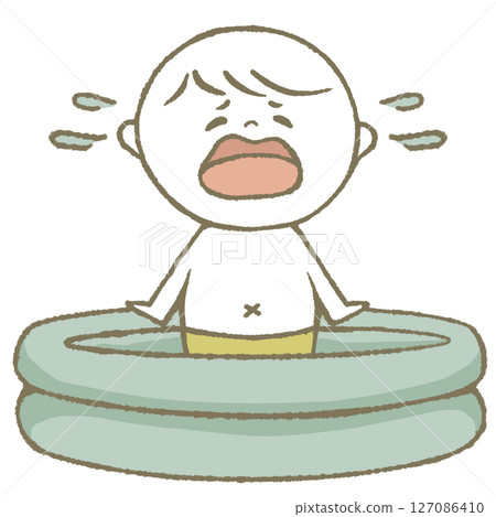 Child in the pool crying 127086410