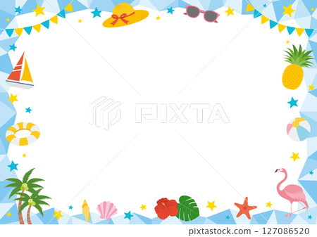 Frame illustration with the image of summer and the sea_Blue 127086520