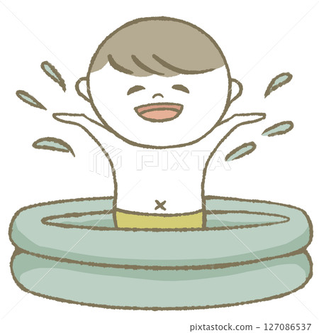 孩子在泳池裡笑 127086537