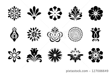 Flower icons set. Isolated elements for design. Vector graphics. 127086649