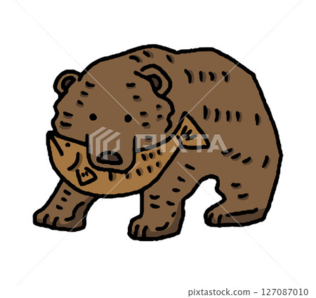 手繪木雕熊插圖 127087010