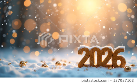 Enchanting 2026 new year celebration with golden glitter and festive bokeh lights Enchanting 2026 new year celebration with golden glitter and festive bokeh lights 127087108