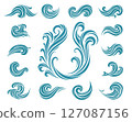 Vector set of decorative wave elements in dynamic flow style 127087156