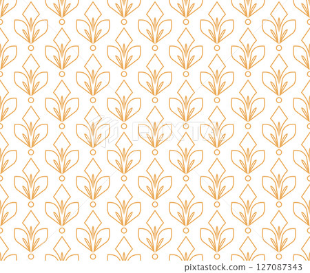 Flower geometric pattern. Seamless vector background. White and golden ornament 127087343