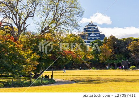 Autumn in Okayama City, Okayama Prefecture, Japan's Three Greatest Gardens, Korakuen with Autumn Foliage 127087411