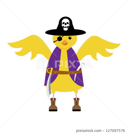 Cartoon chicken funny character for kids design pirate Cartoon chicken funny character for kids design pirate 127087576
