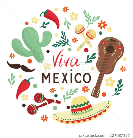 Mexican clip art colorful collection  127087595