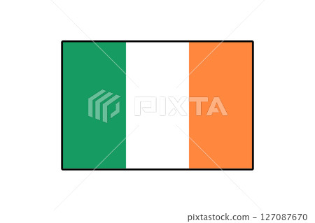 The flag of Ireland displays three vertical stripes in green, white, and orange, representing nationalism, peace, and union. It symbolizes Irish heritage and pride. 127087670