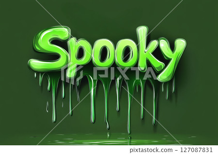 Spooky text design with dripping green effect creates fun Halloween vibe, perfect for festive decorations 127087831