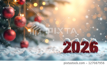 Enchanting snowscape celebrating the arrival of the new year 2026 Enchanting snowscape celebrating the arrival of the new year 2026 127087956