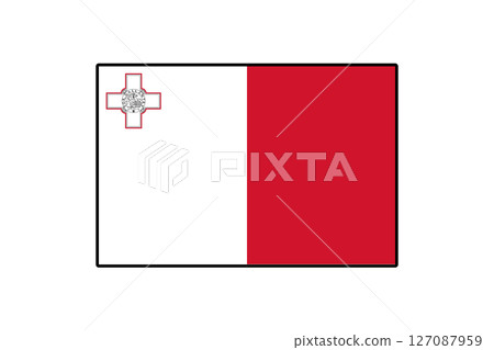 The illustration displays the national flag of Malta, featuring a white and red design with the George Cross in the upper hoist corner. It symbolizes Malta's rich history and national pride. The illustration displays the national flag of Malta, featuring a white and red design with the George Cross in the upper hoist corner. It symbolizes Malta's rich history and national pride. 127087959