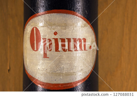 Medical opium ancient ampoule sign 127088031
