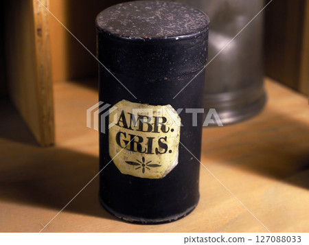 Ancient box of Spermwhale amber gris parfume essence fixative 127088033