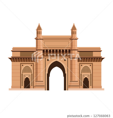 Gateway Of India Vector Illustration. Mumbai Bombay. 127088063