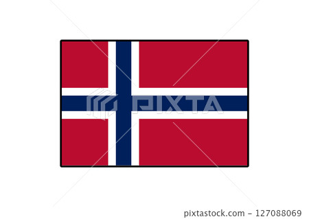 A vibrant vector illustration of Norway's national flag featuring a red background with a blue cross bordered in white. The design reflects Norway's rich cultural heritage and symbolism. 127088069