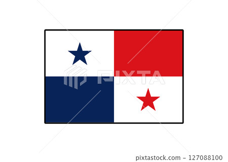 The flag of Panama is depicted with its distinctive red, white, and blue colors, featuring two stars in the upper left and lower right quadrants, symbolizing the country's divisions. The flag of Panama is depicted with its distinctive red, white, and blue colors, featuring two stars in the upper left and lower right quadrants, symbolizing the country's divisions. 127088100