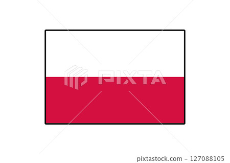 The flag of Poland features two horizontal stripes, white on top and red below. It serves as a national symbol representing Polish heritage and unity throughout the country. 127088105