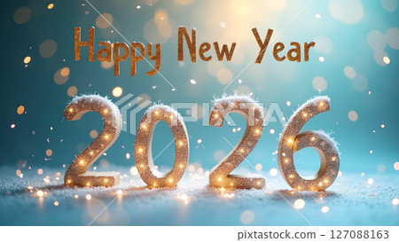 Festive greeting card design heralding the arrival of new year 2026 Festive greeting card design heralding the arrival of new year 2026 127088163