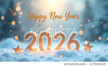 Enchanting snowscape celebrating the arrival of the new year 2026 Enchanting snowscape celebrating the arrival of the new year 2026 127088164