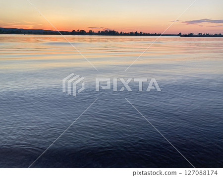 sunset on the river with tree silhouette, nature photography sunset on the river with tree silhouette, nature photography 127088174