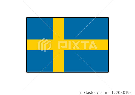 The flag of Sweden, featuring a blue background with a yellow cross, represents the country's national identity and heritage. It symbolizes Sweden's culture and history. 127088192