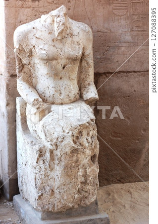 Damaged ancient statue in Luxor, Egypt. Karnak temple. Travel destination in North Africa. Damaged ancient statue in Luxor, Egypt. Karnak temple. Travel destination in North Africa. 127088395