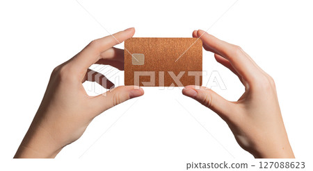 Debt and finance concept. Hand holding plastic bankcard with chip in closeup for credit, loan, Debt and finance concept. Hand holding plastic bankcard with chip in closeup for credit, loan, 127088623