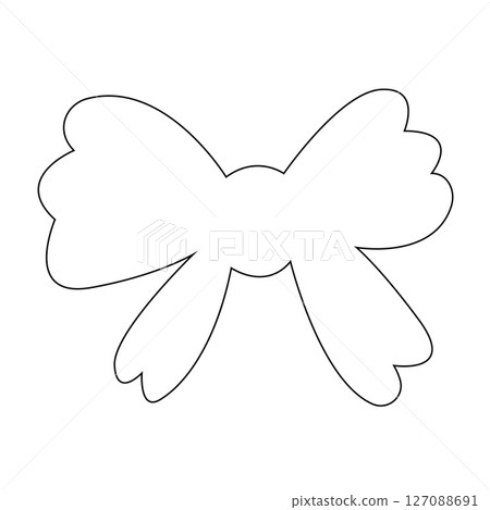 Bow ribbon silhouette, elegant knot for gift box outline. Simple, festive design for Christmas, Bow ribbon silhouette, elegant knot for gift box outline. Simple, festive design for Christmas, 127088691