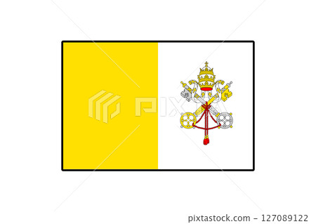 The flag of Vatican City, featuring vertical yellow and white stripes, displays the crossed keys and papal tiara, symbolizing the sovereignty and religious significance of this independent city-state. 127089122