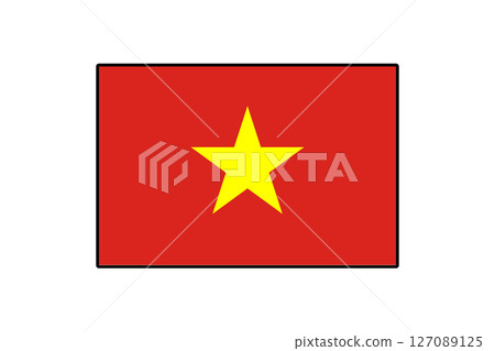 A vibrant depiction of the Vietnam flag featuring a red field with a large yellow star at its center, symbolizing the country's unity and independence A vibrant depiction of the Vietnam flag featuring a red field with a large yellow star at its center, symbolizing the country's unity and independence 127089125
