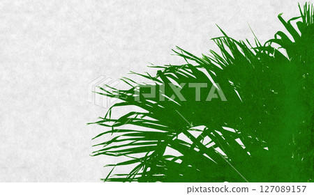 Realistic palm silhouette art, tropical greenery swaying in the wind 127089157